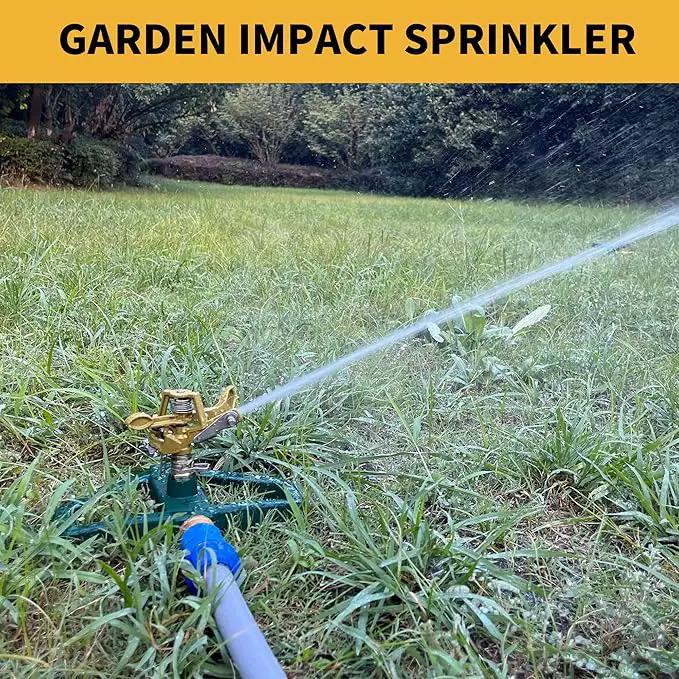 Impact Sprinklers for Yard with Metal Base, Heavy Duty Zinc Alloy Water Sprinkler for Lawn, Automatic 360° Roating for Large Lawn and Garden, Coverage up to 5,800 Sq.Ft, Olive by GreenHaven Gardens