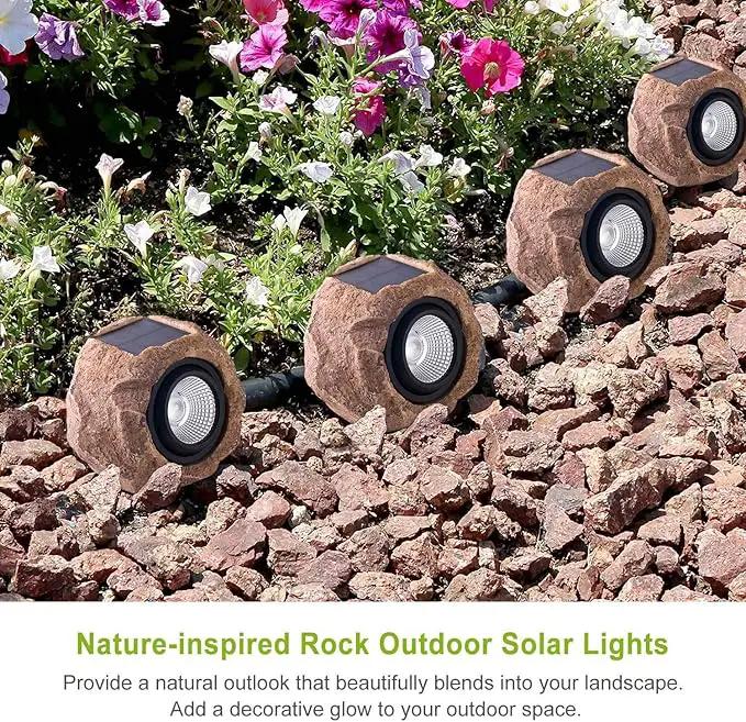 2 Pack Solar Rock Lights, Outdoor Decorative Garden Spotlights for Pathway, Walkway, Yard, Landscape, Patio by GreenHaven Gardens