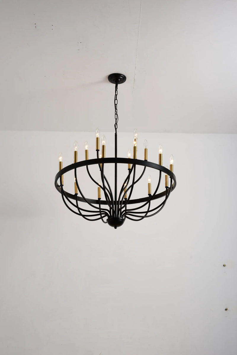 15-Light Industrial Iron Candle Chandelier Modern Farmhouse Pendant Light by HouseOfZazla