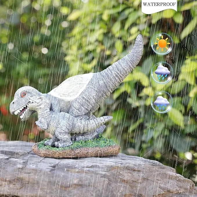 Garden Statue Dinosaur,Solar Dinosaur Decor for Outdoor,Resin Dinosaurs Figurine with Solar Light for Patio,Balcony,Yard,Lawn Ornament,Perfect Garden Gift by GreenHaven Gardens