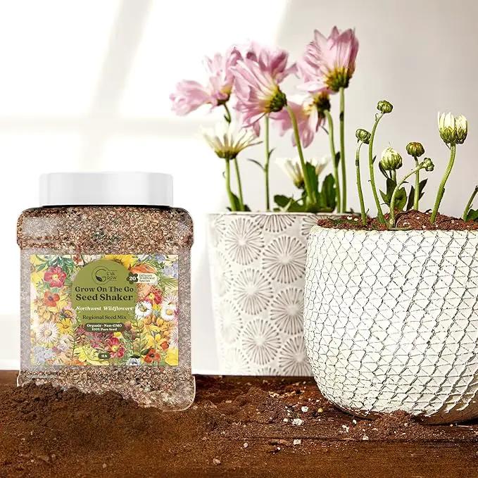 Geva Grow Northwest Wildflower Seeds Regional Mix - Organic, Non-GMO - 100% Pure Seed - 20 Different Wildflowers Seeds of Annual and Perennial, 1 LB Tub by GreenHaven Gardens