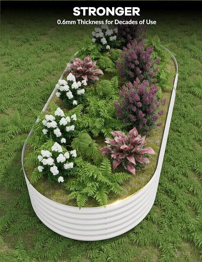 2 Pcs Raised Garden Beds Outdoor 10x4x1.5ft - Galvanized Steel Planter Box for Vegetables, Flowers, Rust-Resistant Garden Box, Easy Assembly Raised Beds, Durable Planters for Outdoor Plants, Beige by GreenHaven Gardens