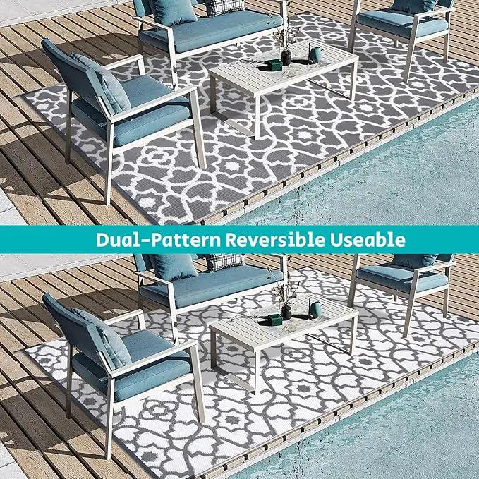 HEBE Outdoor Rug Waterproof 5x8, Plastic Straw Rug Camping Rug, Reversible Outdoor Patio Rugs RV Mat Clearance, Indoor Outside Floor Carpet for Porch,Deck,Camper,Balcony,Backyard by GreenHaven Gardens