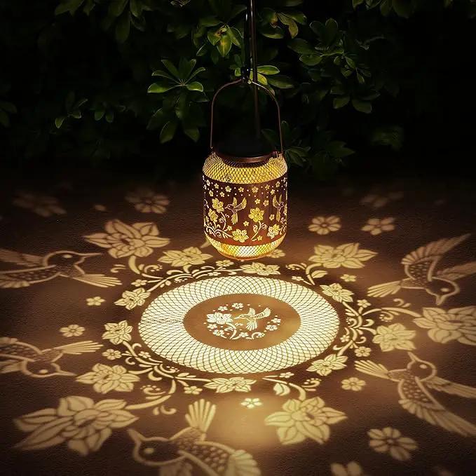 Hummingbird Solar Lanterns Outdoor Waterproof Garden Decor Birthday Gifts for Women Mom Grandma, Hanging Solar Lights Metal Lantern Decoration Outside for Yard, Patio, Backyard, Porch by GreenHaven Gardens