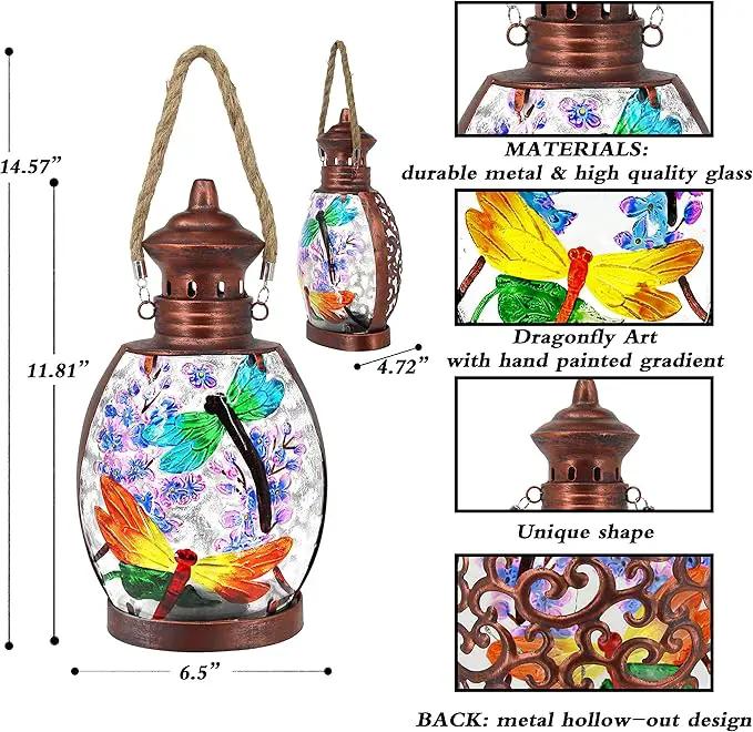 Hanging Solar Lantern Outdoor Waterproof Dragonfly Decor Solar Lights Tabletop Lamp for Outdoor Garden Yard Patio Ornament by GreenHaven Gardens