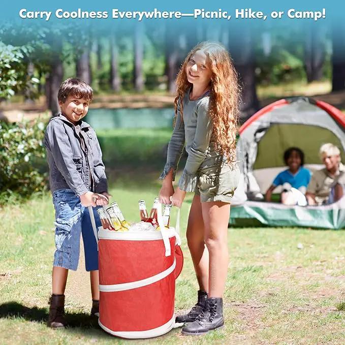 Tirrinia Large Pop-Up Golf Cooler Bag- Insulated Collapsible Cooler with Flat Drink Table for Golf Cart, Lightweight and Portable Ice Beach Cooler for Travel, Fishing, Picnics, Hiking, Camping by GreenHaven Gardens