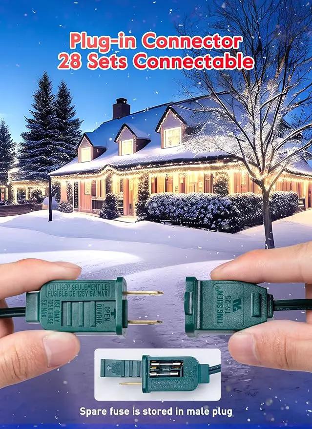 C7 Pure White LED Christmas Lights, 50Ft Vintage String Lights with 50+2 Plastic Bulbs, E12 Candelabra Base, Outdoor Retro Style Hanging Lights for X-mas Patio Fence Roofline Holiday by GreenHaven Gardens