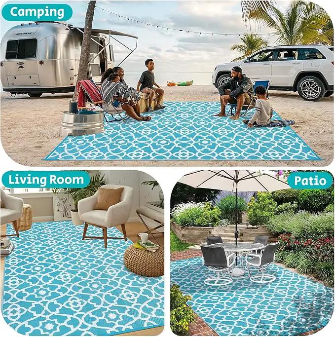 HEBE Outdoor Rug Waterproof 6x9, Plastic Straw Rug Camping Rug, Reversible Outdoor Patio Rugs RV Mat Clearance, Indoor Outside Floor Carpet for Porch,Deck,Camper,Balcony,Backyard by GreenHaven Gardens