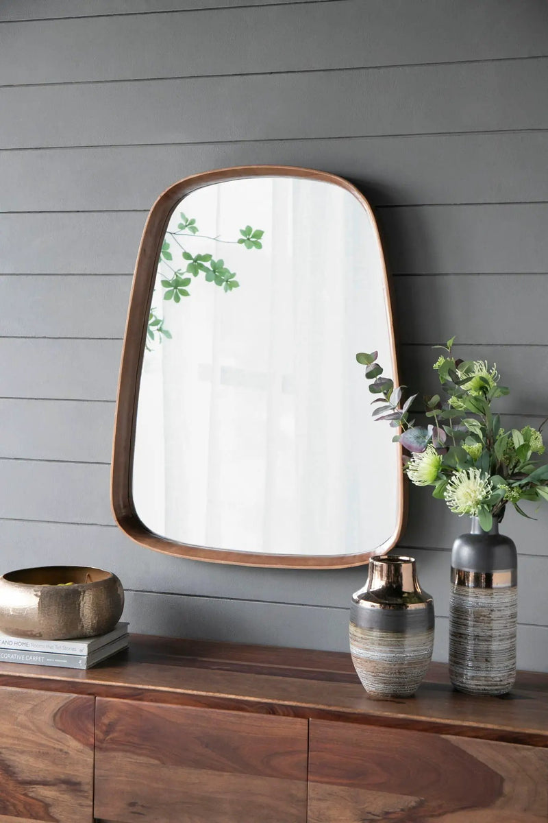 Irrgeular Mirror With Wood Frame, Wall Mirror For Living Room Bathroom Entryway - Brown by Unique Piece Furniture