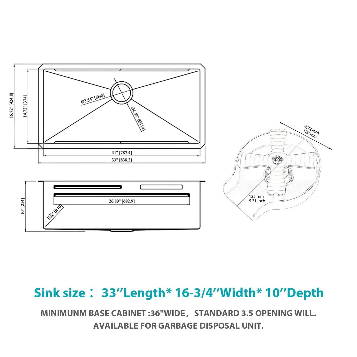 Undermount Stainless Steel Kitchen Sink With Pull Down Faucet & Ledge Workstation by HouseOfZazla
