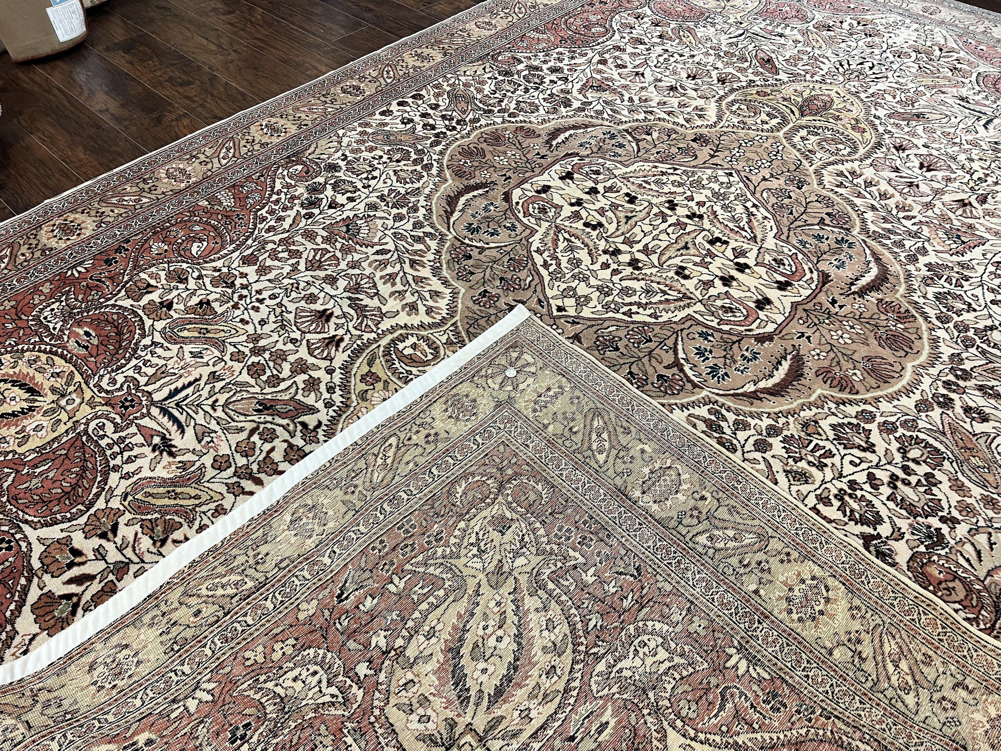 Turkish Sivas Rug 9x12, Handmade Vintage Wool Carpet, Cream Ivory by Jewel Rugs