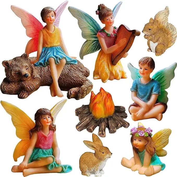 Mood Lab Fairy Garden - Miniature Fairies Figurines Accessories - Camping Kit of 9 pcs - Set for Outdoor or House Decor by GreenHaven Gardens