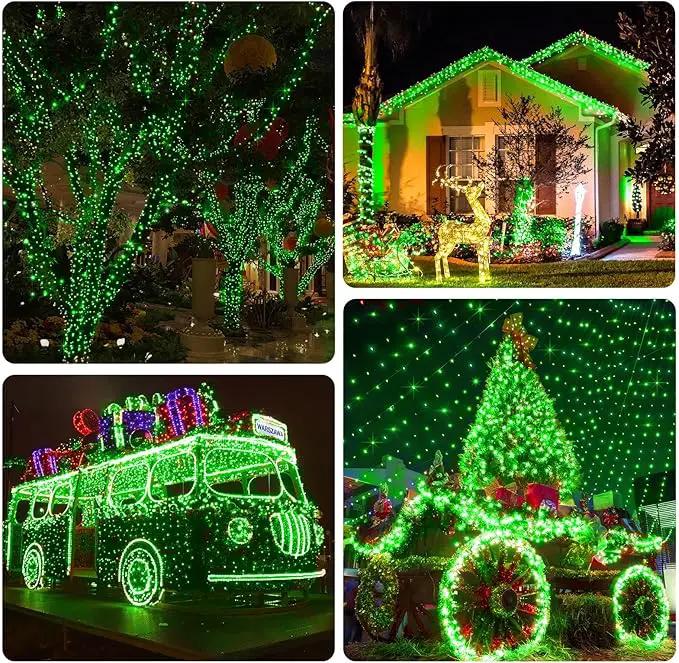 KNONEW 403FT 1000 LED Christmas String Lights Outdoor Green Wire Fairy Light 8 Modes & Timer Plug in Waterproof LED String Lights for Xmas Yard Tree Wedding Party Holiday Decorations(Green) by GreenHaven Gardens