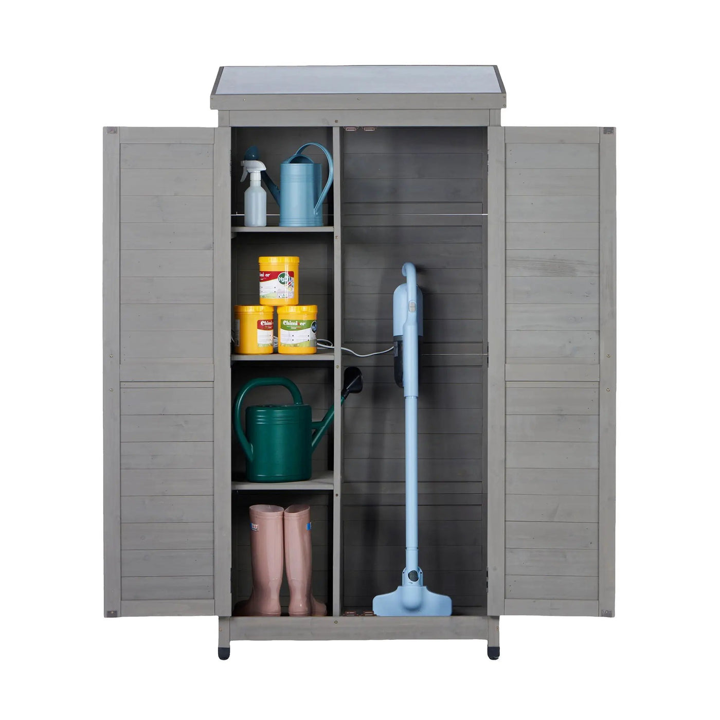 Outdoor Storage Shed With Vertical Tool Cabinet For Backyard by HouseOfZazla