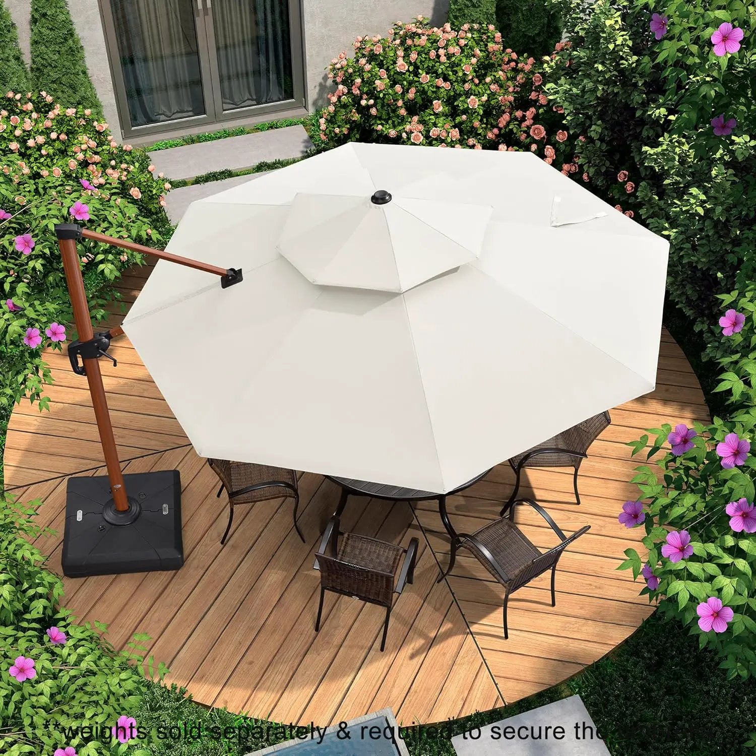 PURPLE LEAF 11ft Patio Umbrella Outdoor Round Umbrellas Large Cantilever Umbrella Windproof Offset Umbrellas Heavy Duty Sun Umbrella for Garden Deck Pool Patio, Cream by GreenHaven Gardens