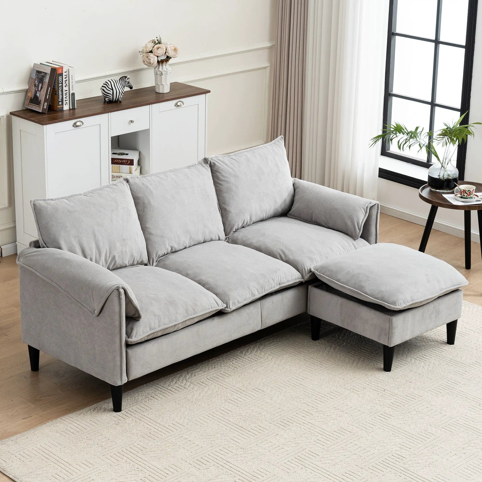 Convertible Combination Sofa With Footstools With Storage by HouseOfZazla