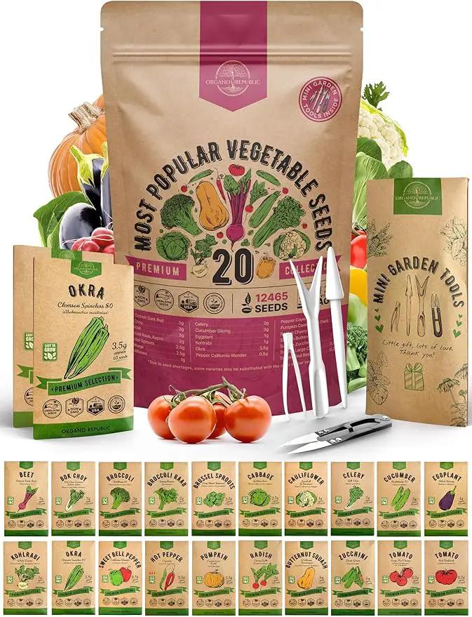 20 Vegetable Seeds Variety Pack - 12,460+ Non-GMO Heirloom Seeds for Planting Vegetables and Fruits in Individual Seed Packets, Home Garden Seeds for Hydroponic, Indoor and Outdoors Gardening by GreenHaven Gardens