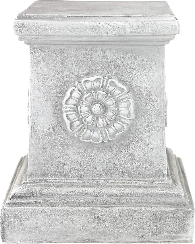 Design Toscano English Rosette Indoor/Outdoor Sculptural Garden Plinth Base Statue Riser, Large 13 Inch Tall, Cast Stone Resin, Antique Stone Finish by GreenHaven Gardens