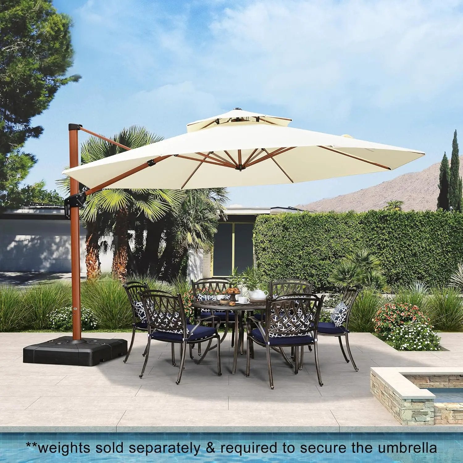 PURPLE LEAF 13ft Patio Umbrella Outdoor Round Umbrellas Large Cantilever Umbrella Windproof Offset Umbrellas Heavy Duty Sun Umbrella for Garden Deck Pool Patio, Cream by GreenHaven Gardens