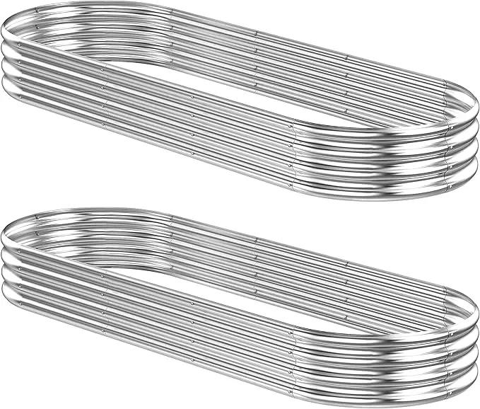 2 Pcs 9 x 3 x 1 FT Galvanized Steel Raised Garden Bed, Large Galvanized Steel Outdoor Planter Box for for Easy to DIY and Clean - Raised Garden Beds Outdoor for backyards, terraces and Balconies by GreenHaven Gardens