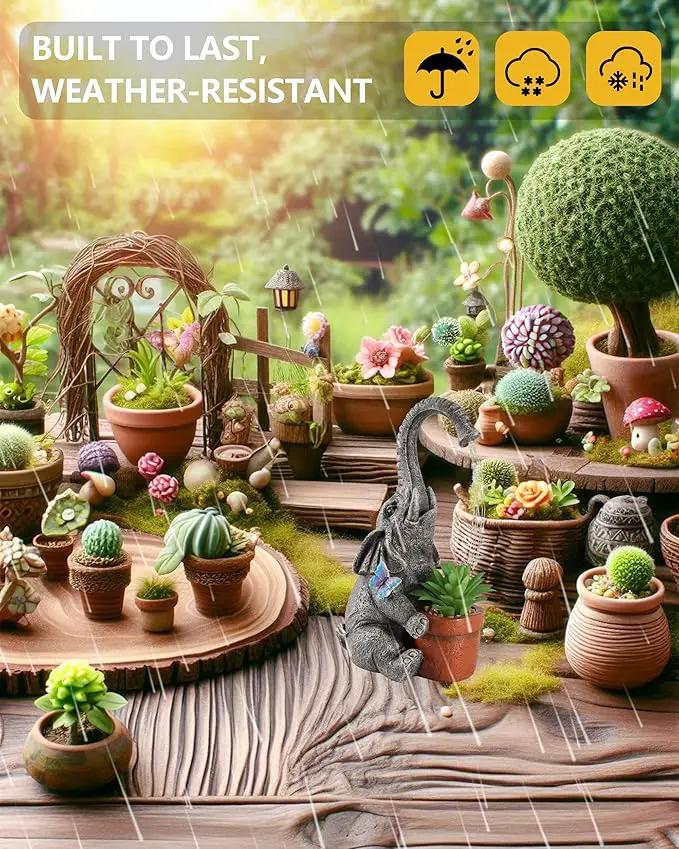 Solar Powered Resin Elephant Garden Statue with Water Fountain Light - Durable Outdoor Decor for Patio and Lawn - Unique Elephant Gift for All Ages by GreenHaven Gardens