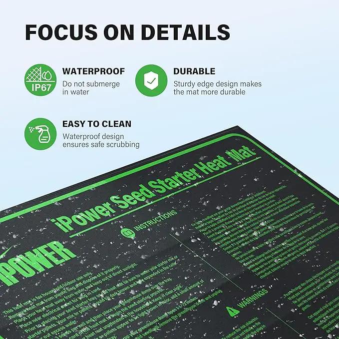 iPower 20" x 20" Durable Waterproof Seeding Heat Mat with Digital Thermometer for Providing Reliable Warmth for Indoor hydroponic Plant Germination by GreenHaven Gardens