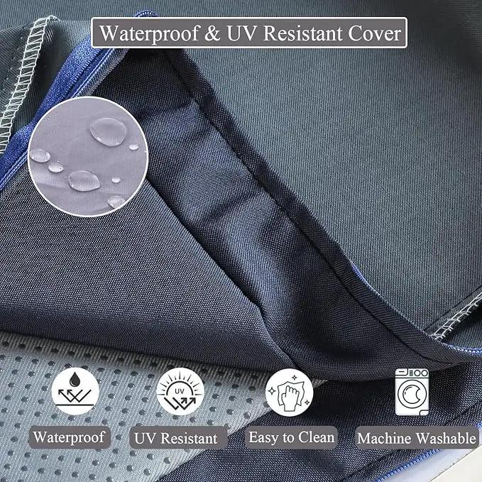 15 x 15 Inch Round Cushions for Outdoor Furniture Non-Slip Waterproof Patio Bistro Chair Cushion with Ties Bar Stool Seat Cushion for Kitchen Chairs Set of 2, Navy Blue by GreenHaven Gardens