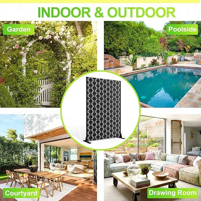 Outdoor Privacy Screen,72" H×47" W Metal Privacy Screen, Freestanding Privacy Fence Panels for Patio by GreenHaven Gardens