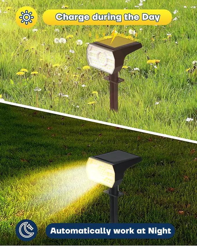 Kaxiida Solar Lights Outdoor Waterproof IP68, 3 Lighting Models Solar Powered Spot Lights Outdoor, 56LED Light Dusk to Dawn for Yard Patio Garden Pathway Landscape Lighting by GreenHaven Gardens