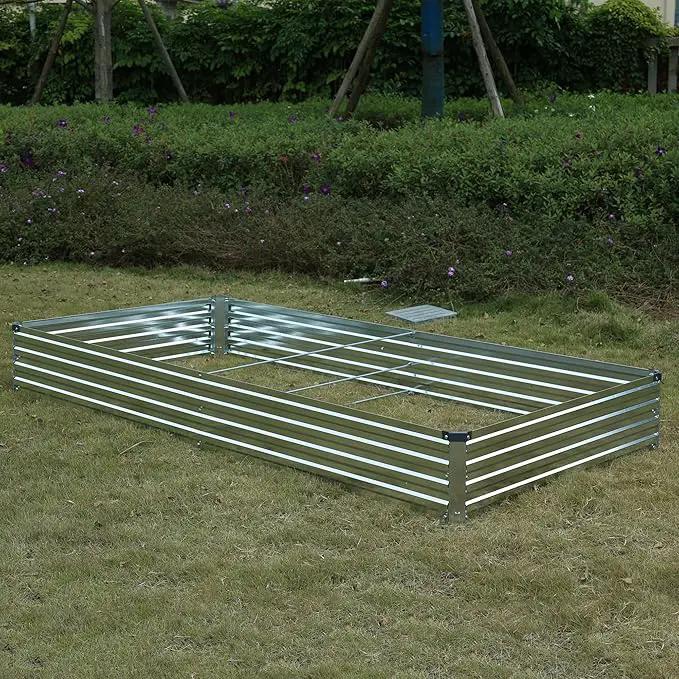 8x4x1ft(2 Pack) Galvanized Raised Garden Bed,Outdoor Planter Box Metal Patio Kit Planting Bed for Vegetables Flowers Herb,Silver by GreenHaven Gardens