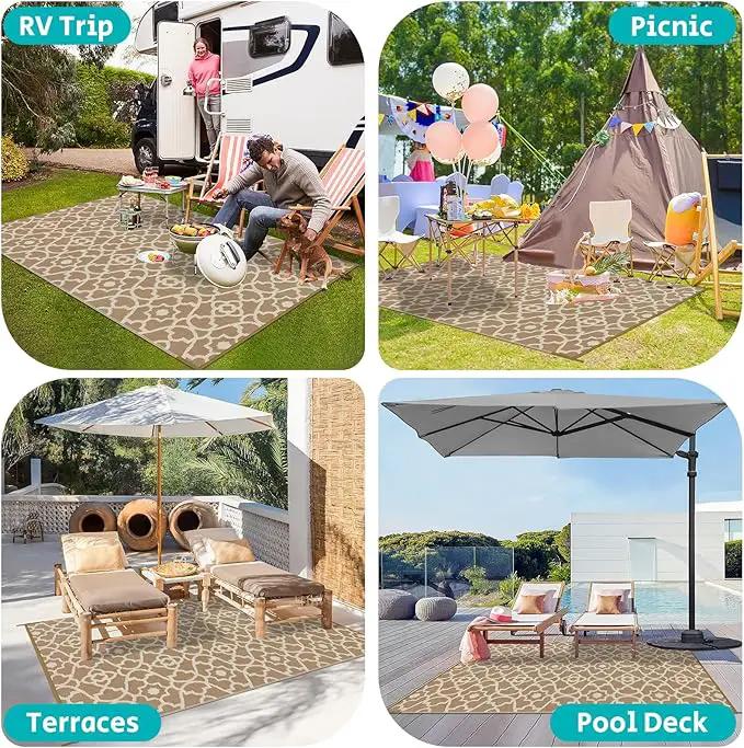 HEBE Outdoor Rug Waterproof 5x8, Plastic Straw Rug Camping Rug, Reversible Outdoor Patio Rugs RV Mat Clearance, Indoor Outside Floor Carpet for Porch,Deck,Camper,Balcony,Backyard by GreenHaven Gardens