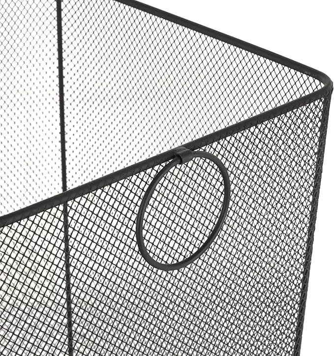 Deco 79 Metal Storage Basket Square Mesh Wire Rolling Laundry with Ring Handles, 17" x 16" x 24", Black by GreenHaven Gardens