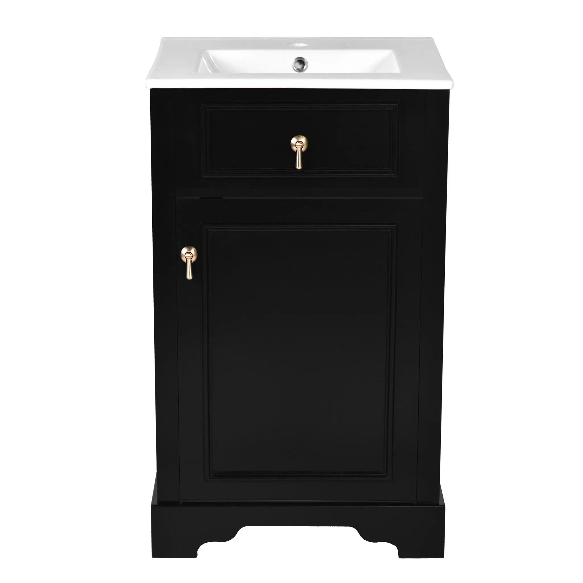 Elegant Bathroom Vanity With Ceramic Sink, Soft Close Door, Adjustable Shelf by HouseOfZazla