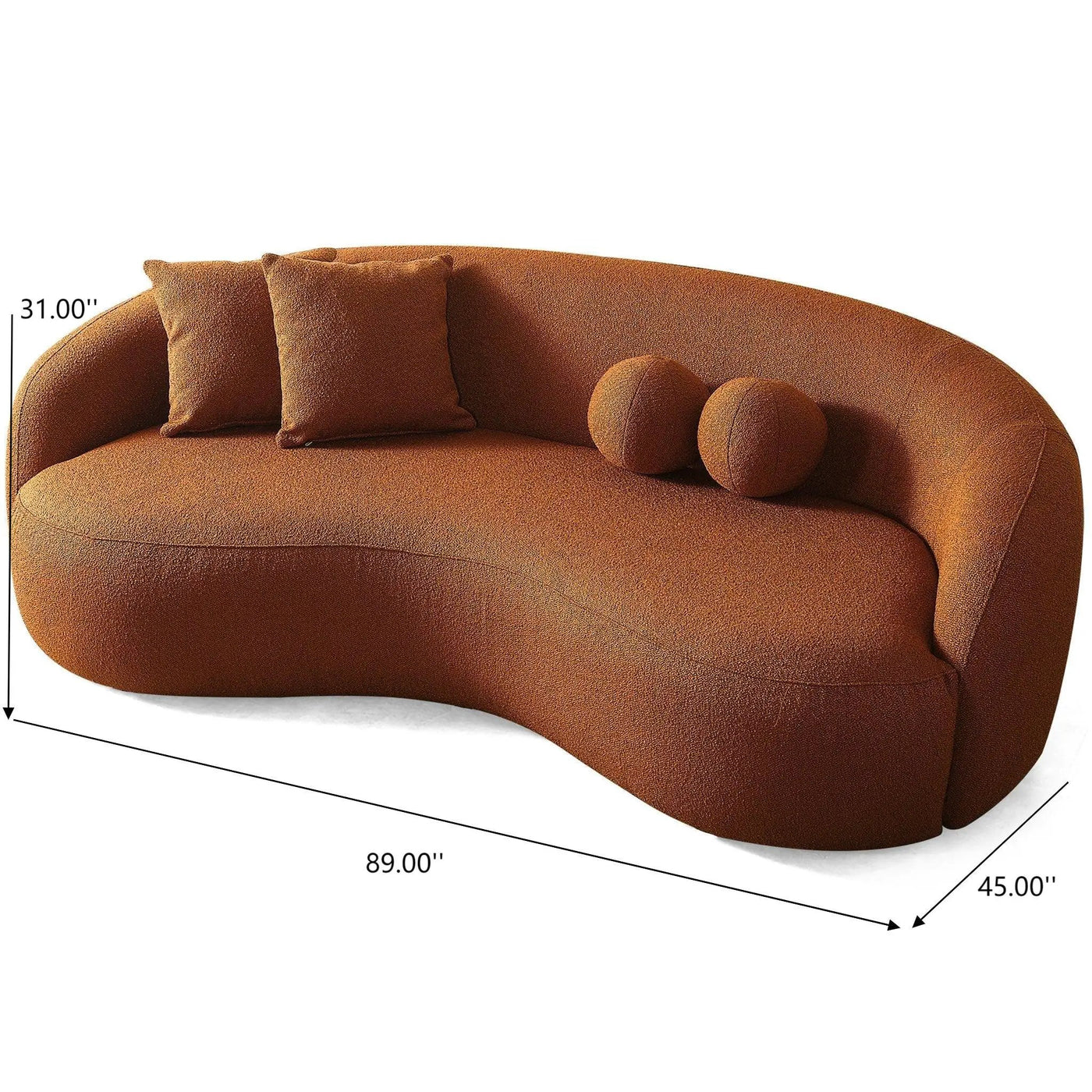 Drake - Japandi Style Curvy Boucle Sofa by HouseOfZazla