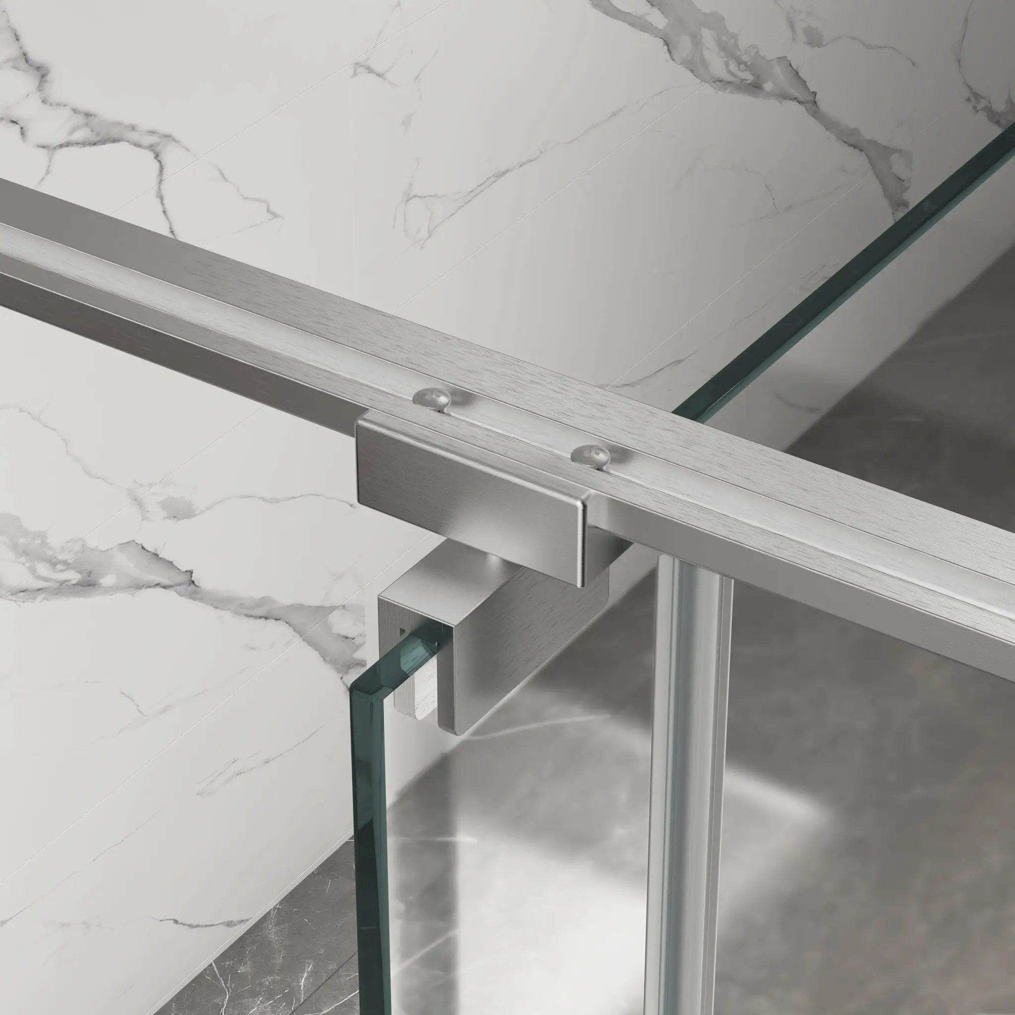 50-54"W x 74"H Pivot Shower Door with 5/16" Tempered Glass - Brushed Nickel Finish by HouseOfZazla