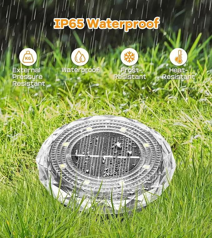 Solar Ground Lights,10 Pack Solar Powered Pathway Lights Outdoor,15Hrs Lasting,IP65 Waterproof,8 LED Solar Disk Light for Patio Driveway Walkway Garden Lawn Path Landscape by GreenHaven Gardens
