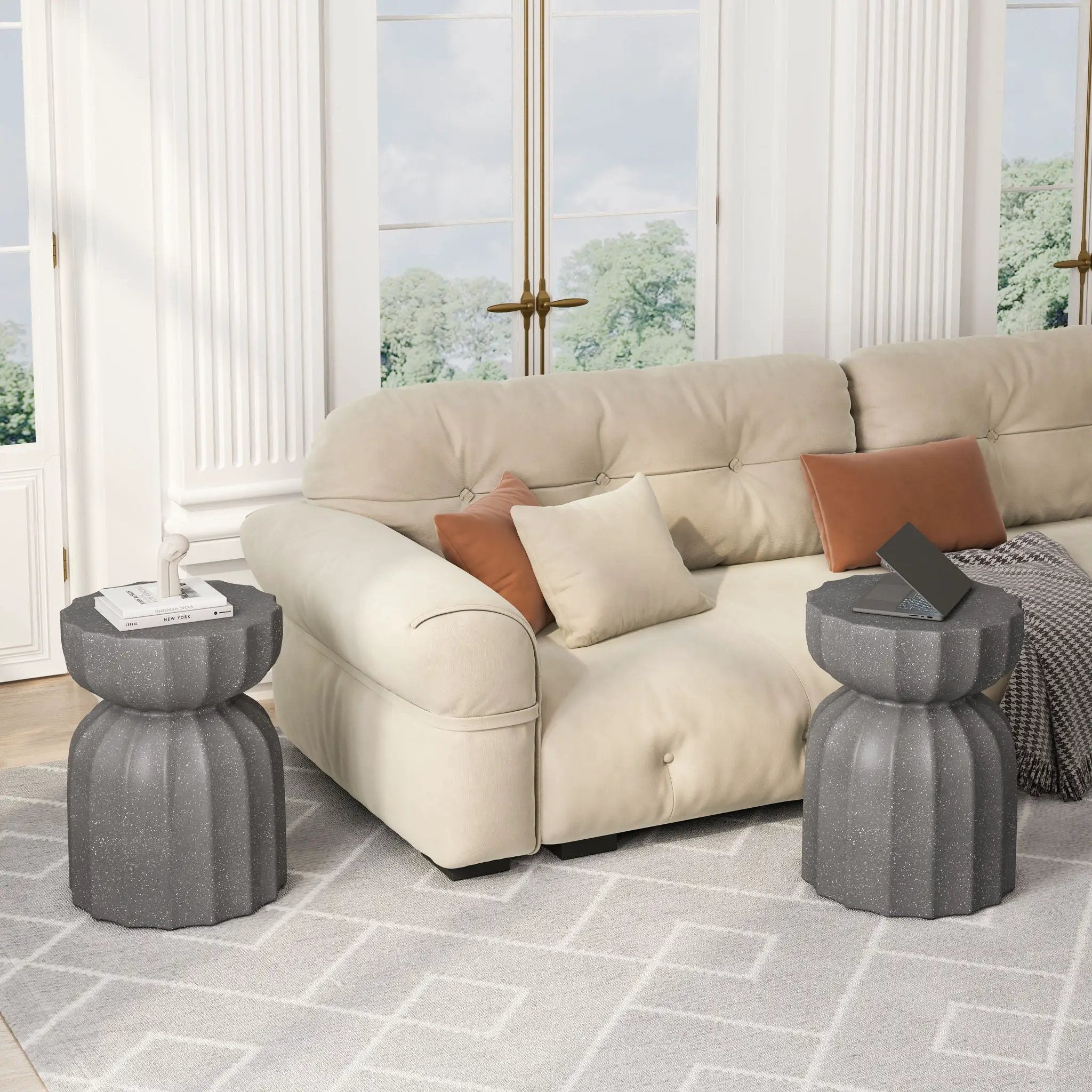 Outdoor And Indoor Waterproof Coffee Table (Set of 2) - Gray by Unique Piece Furniture