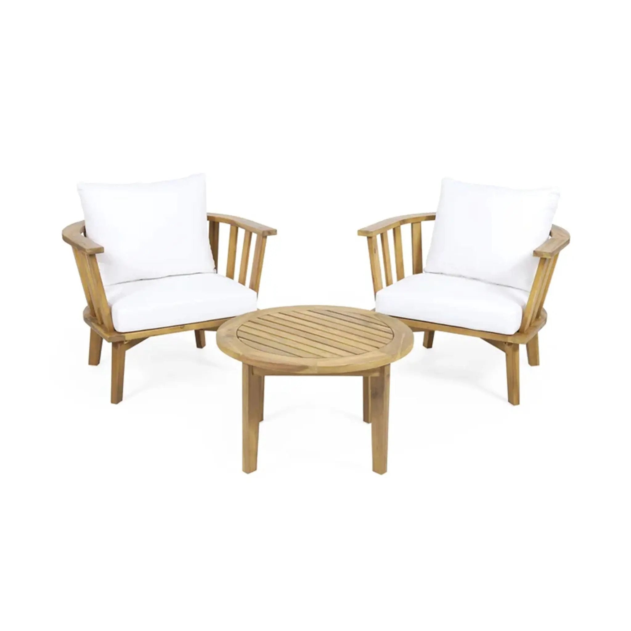 Patio Furniture Set, Outdoor Acacia Wood Patio Club Chair With Table by HouseOfZazla