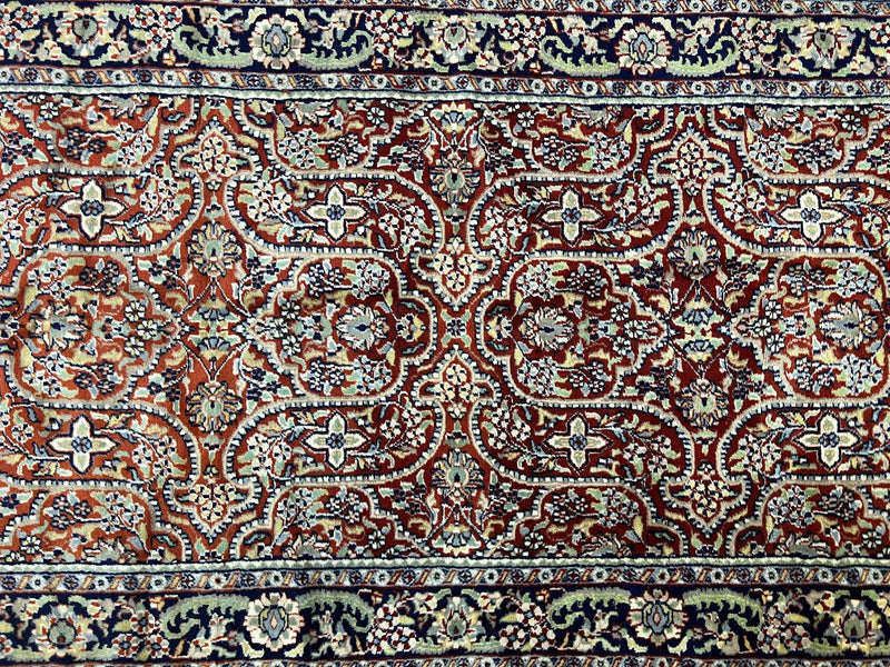 Indo Persian Rug 4x7, Allover Floral Oriental Carpet, Red and Navy Blue, Hand Knotted Indian Kashmiri Traditional Vintage Area Rug 4 x 7 ft by Jewel Rugs