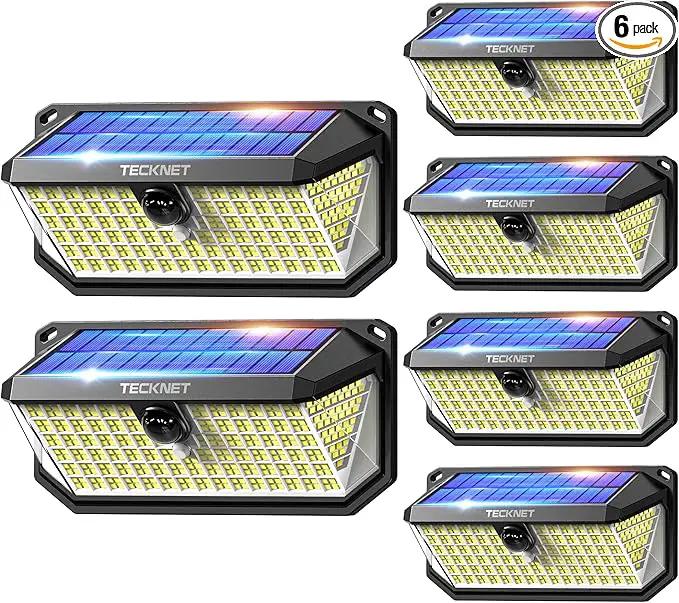 TECKNET 461 LED Solar Powered Outdoor Lights, 270° Angle & 3 Lighting Modes Motion Sensor Light Outdoor, Security Solar Lights Waterproof for Fence Front Door Yard Deck Garden Garage House - 6 Pack by GreenHaven Gardens
