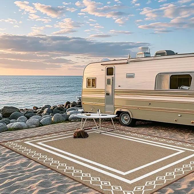 Outdoor Patio Rug, Outside Rectangular Carpet, Moroccan Geometric Rugs, Washable Large Indoor Outdoor Rug Mats for RV, Picnic, Backyard, Deck, Balcony, Porch, Beach 5'x8' by GreenHaven Gardens