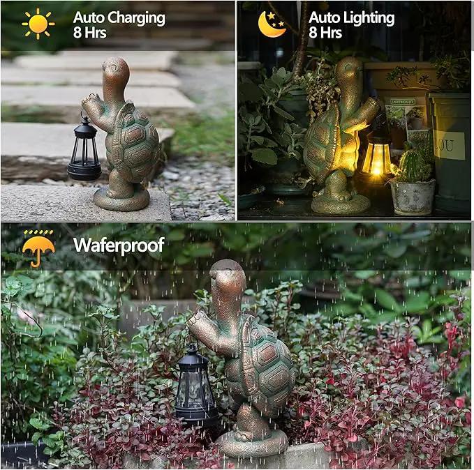 Turtle Solar Powered Outdoor Garden Statue, Resin Turtle Statue with Solar Light Lantern, Decorative Lawn, Yard Outdoor Turtle Decoration. Unique Home Decoration, Gifts for Women by GreenHaven Gardens