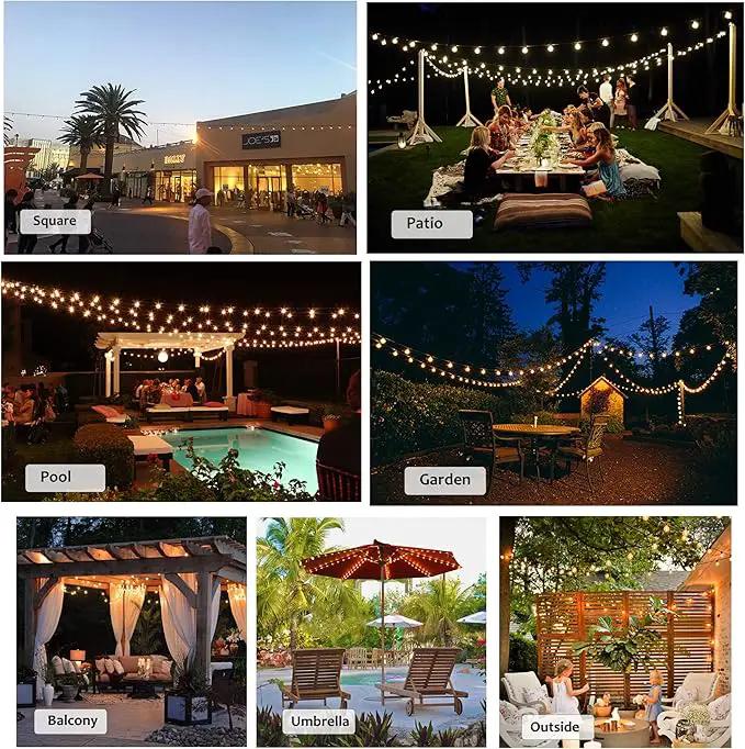 Outdoor String Lights 300FT Waterproof Globe String Lights with 150+4 Shatterproof G40 LED Bulbs,Dimmable Connectable Patio Lights String for Hanging Bistro Backyard Gazebo,2-Pack x 150 FT by GreenHaven Gardens