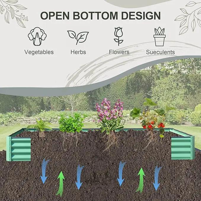 Domi Galvanized Raised Garden Bed, 8x4x1Ft Thickening Metal Planter Box for Vegetables Bottomless for Backyard Outdoor, 1" Deep w/ 228 Gallon Capacity - Green by GreenHaven Gardens