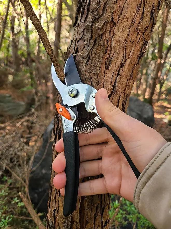 Saboten Japan 7.9" Japanese Pruning Shears - Premium Steel Blades, Rust-Resistant Fluorine Coating, Ergonomic Grip, Duracon Safety Lock - forest Originals, Made in Japan, Gardening & Farming Scissors by GreenHaven Gardens