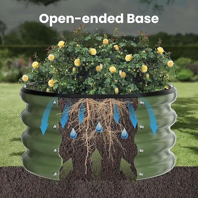 ZXZYHFTY Round Galvanized Raised Garden Bed kit,Green Outdoor Garden Raised Planter Box, Round Large Metal Raised Garden Beds for Vegetable 2 * 2 * 1ft 3 Pcs by GreenHaven Gardens