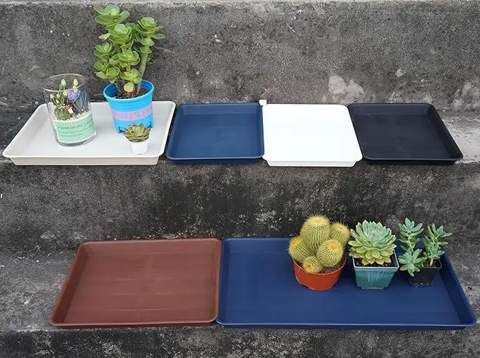 4 Pack Plant Growing Nursery 1020 Trays, Plant Saucer Tray, Heavy Sturdy Seed Starting Trays, Plant Saucer for Indoors No Holes, Seed Starter Growing Tray (22"x11.2", Black) by GreenHaven Gardens
