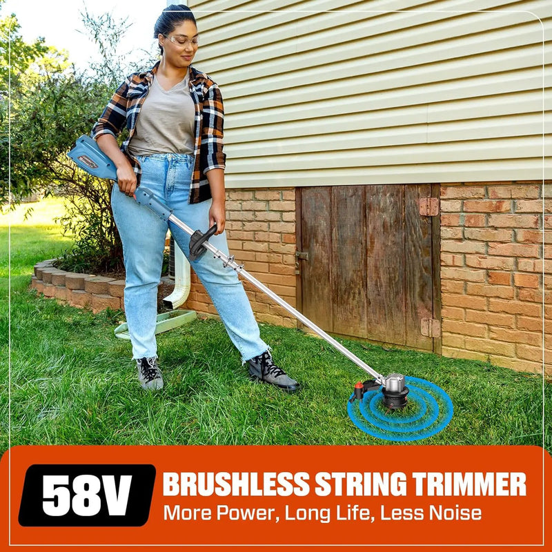 SENIX X5 58V MAX* 2-Piece Cordless Yard Tool Combo Kit with 11“/13" Brushless String Trimmer Weed Wacker,520CFM 3-Speed Leaf Blower,Includes 2.5Ah Battery & Charger (S5K2B1-01) by GreenHaven Gardens