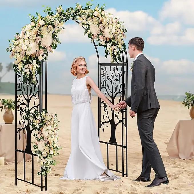 Evergreen Plow & Hearth Tree of Life Garden Arbor - 7 Feet Tall | Slim Metal Arch with Iron Trellis for Climbing Plants | Elegant Wedding Arbor | Outdoor Patio & Garden Decor by GreenHaven Gardens