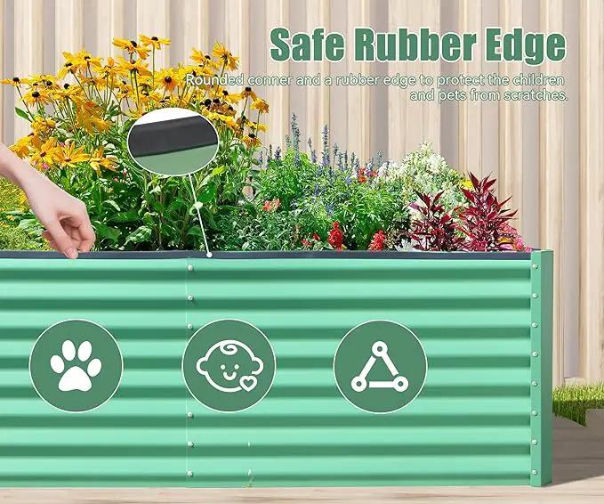 Domi Galvanized Raised Garden Bed, Outdoor Planter Garden Boxes Large Metal Planter Box for Gardening Vegetables Fruits Flowers, Green (6x3x2ft) by GreenHaven Gardens
